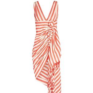 Just Bee Queen- Tulum Chili Striped Midi Dress